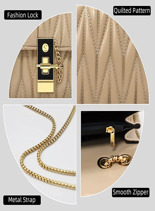 LIKE STYLE PU Women's Sling Bag With Quilted Detail (BEIGE) - Image 3